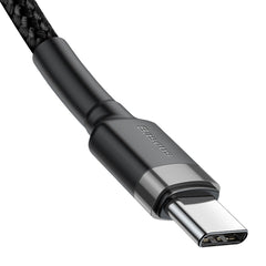 Baseus Cafule PD 2.0 USB-C – USB-C PD 2.0, QC 3.0 kábel, 60 W, 2 m (fekete-szürke)