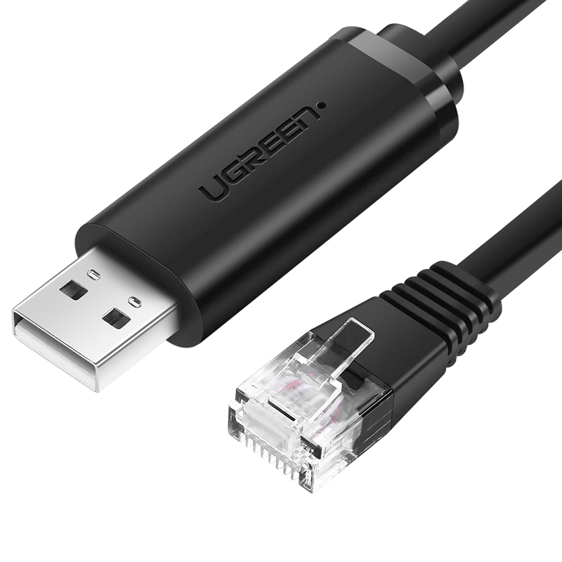 UGREEN CM204, USB - RJ45 konzolkábel hálózati eszközökhöz, 1,5 m (fekete)