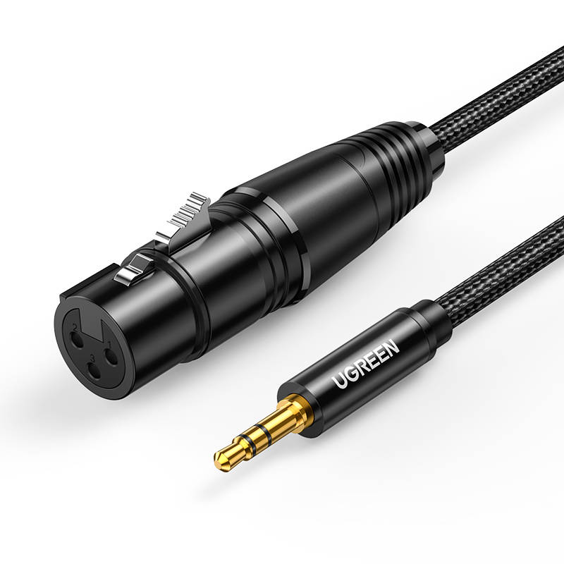UGREEN AV182 XLR kábel 3,5 mm-es AUX csatlakozóhoz 1 m (fekete)