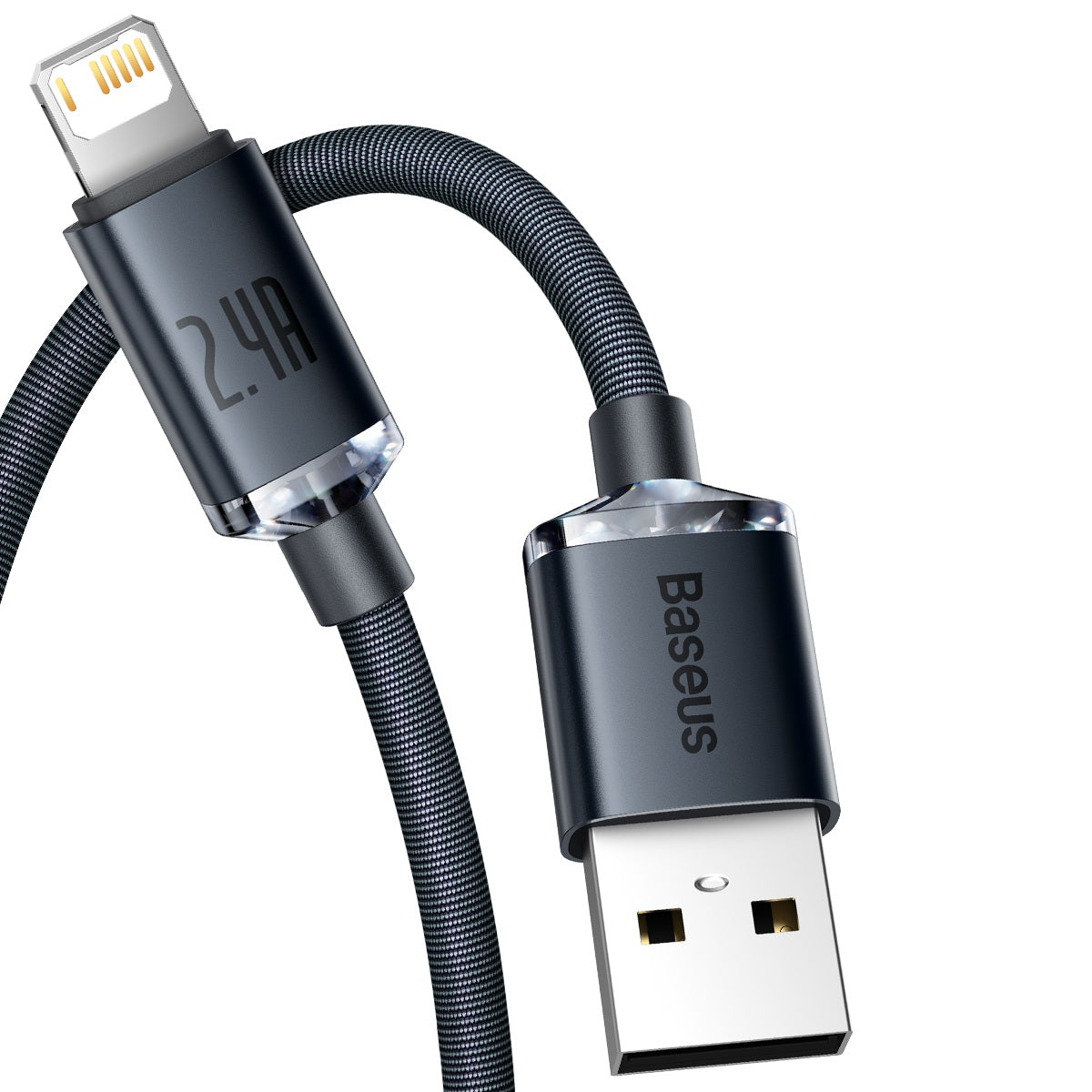 Baseus Crystal Shine Lightning USB-kábel 2,4A, 2m (fekete)