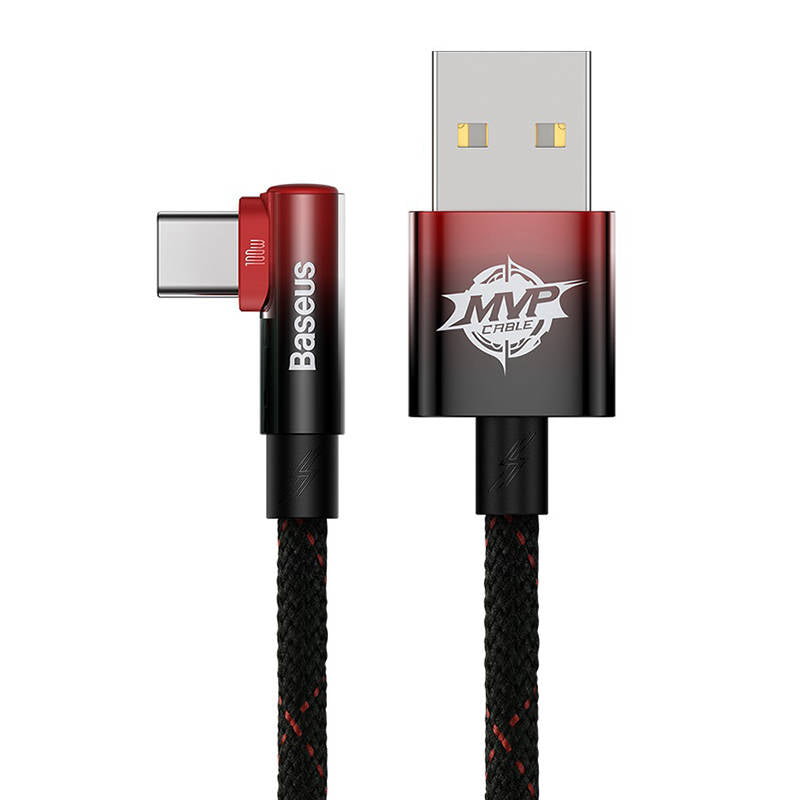 Baseus Elbow USB-C kábel 100W, 2m (Fekete-Piros)