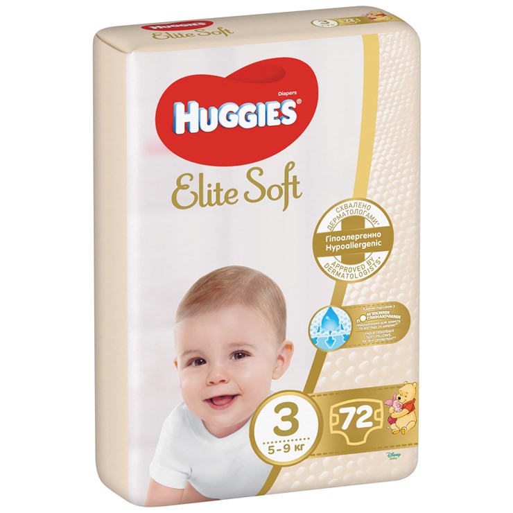 Huggies Elite Soft Pelenka  Mega 5-9kg, 72db
