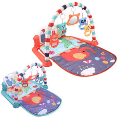 668-37 Többfunkciós játszószőnyeg babáknak zenével és játékokkal, elefántos, rózsaszín