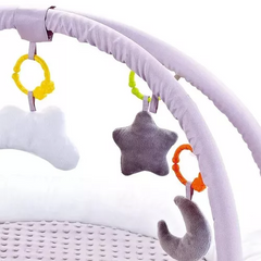 BB005 Játszószőnyeg babáknak kerek, fehér-lila