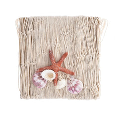 Halászháló csillaggal,kagylóval textil 150x150cm natúr