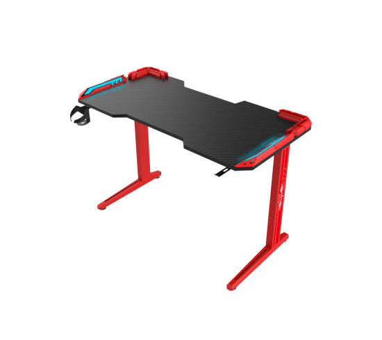 Brava Tech T lábú gamer asztal, ledes, 80 cm, piros