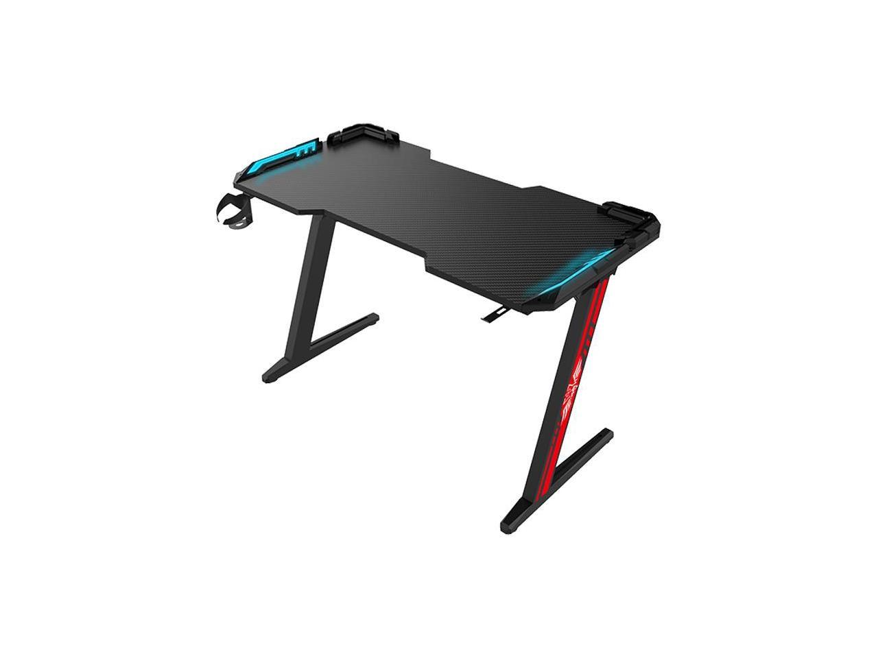 Brava Tech Z lábú gamer asztal, ledes, 140 cm, piros