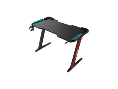 Brava Tech Z lábú gamer asztal, ledes, 140 cm, fekete