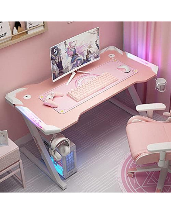 Brava Tech ZP3-1400 Z lábú gamer asztal, 140 cm, rózsaszín-fehér